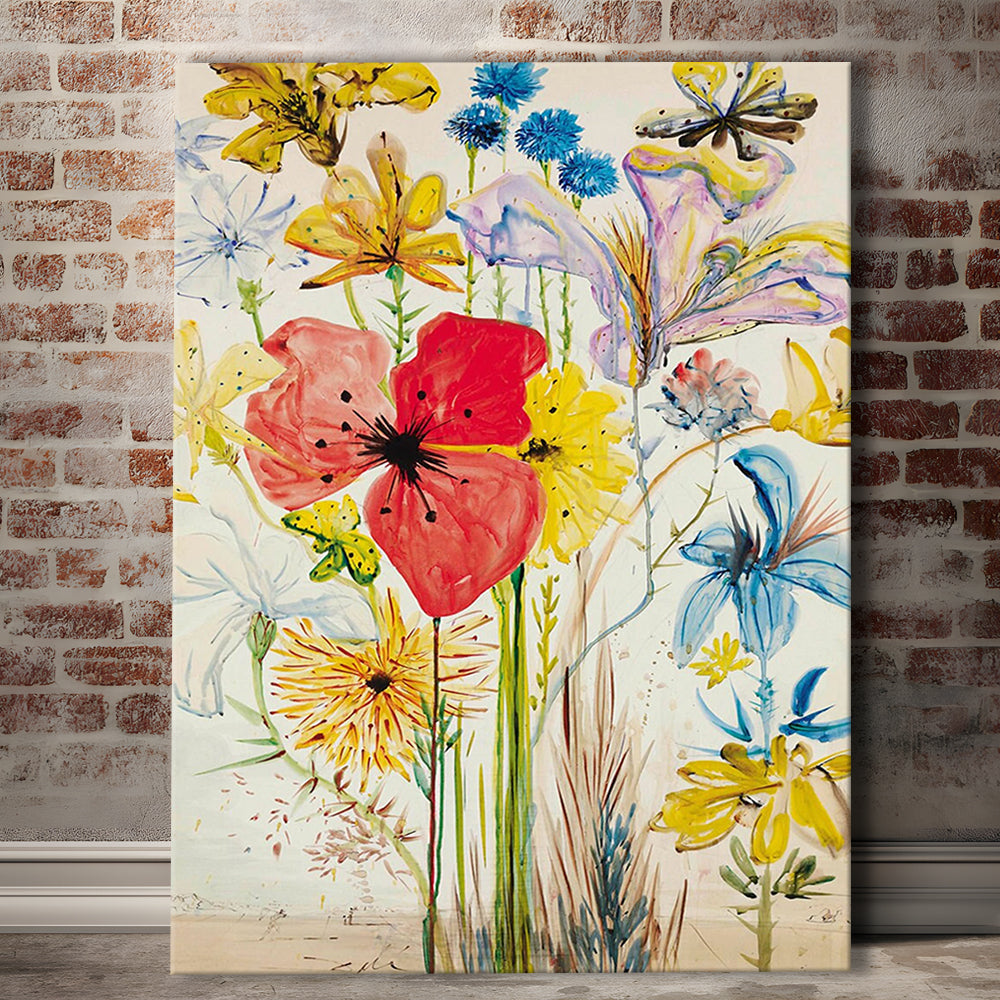 Salvador Dali Print, Salvador Dali Exhibition, Wildflower Print, Surrealism, Mid Century Modern, Canvas Print, Canvas Decor