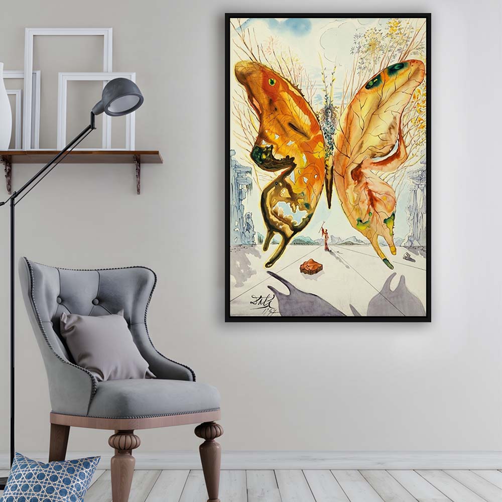 Salvador Dali Venus Butterfly Print, Salvador Dali Exhibition 1947, Framed Canvas Print, Floating Frame