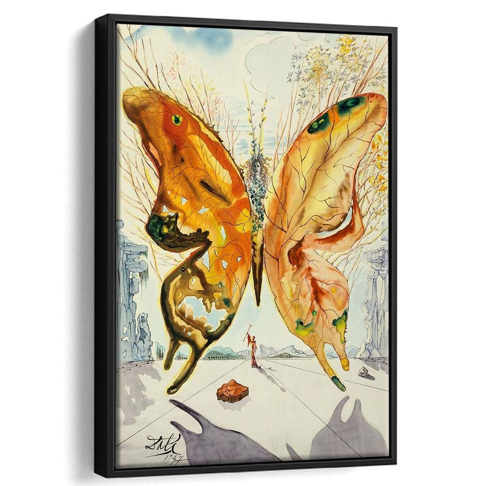 Salvador Dali Venus Butterfly Print, Salvador Dali Exhibition 1947, Framed Canvas Print, Floating Frame