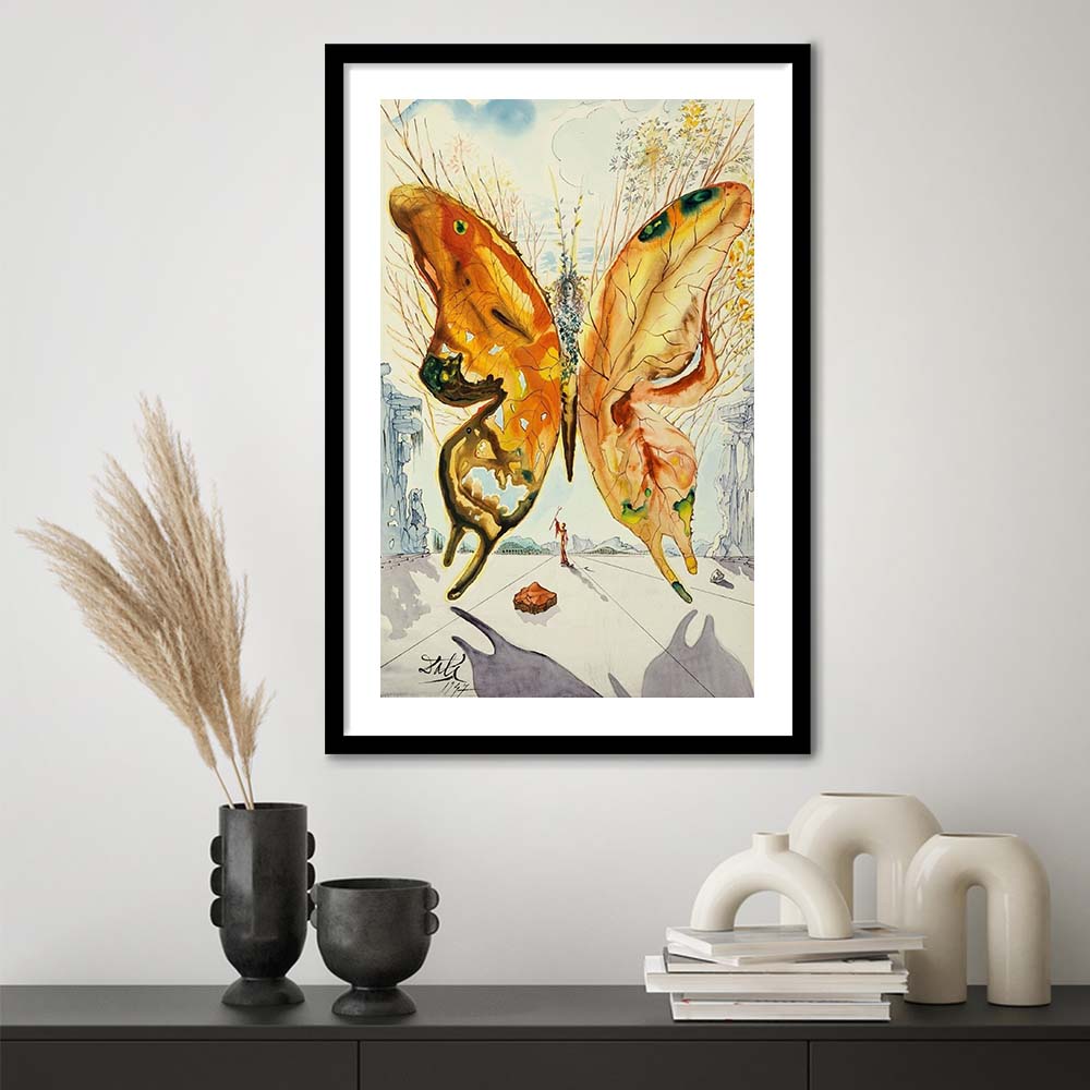 Salvador Dali Venus Butterfly Print, Salvador Dali Exhibition 1947, Framed Art Print, White Border