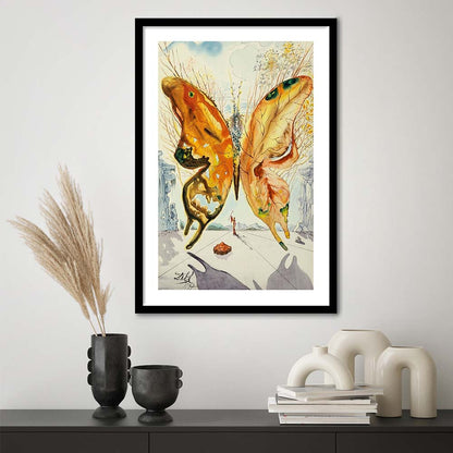 Salvador Dali Venus Butterfly Print, Salvador Dali Exhibition 1947, Framed Art Print, White Border