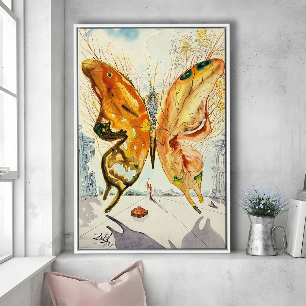 Salvador Dali Venus Butterfly Print, Salvador Dali Exhibition 1947, Framed Canvas Print, Floating Frame