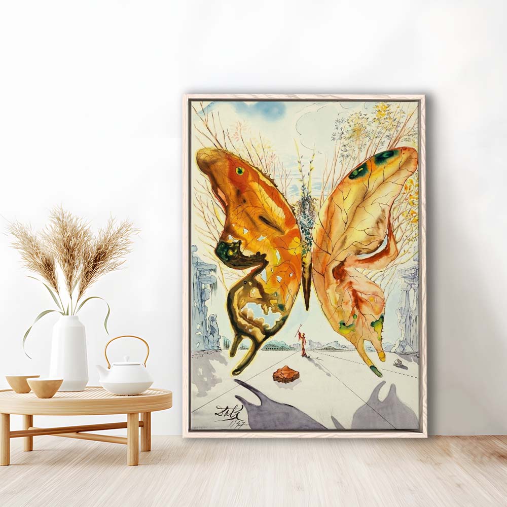 Salvador Dali Venus Butterfly Print, Salvador Dali Exhibition 1947, Framed Canvas Print, Floating Frame