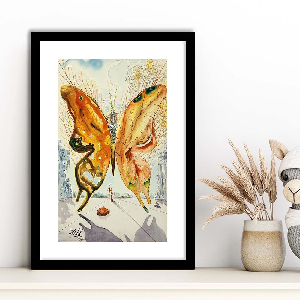 Salvador Dali Venus Butterfly Print, Salvador Dali Exhibition 1947, Framed Art Print, White Border