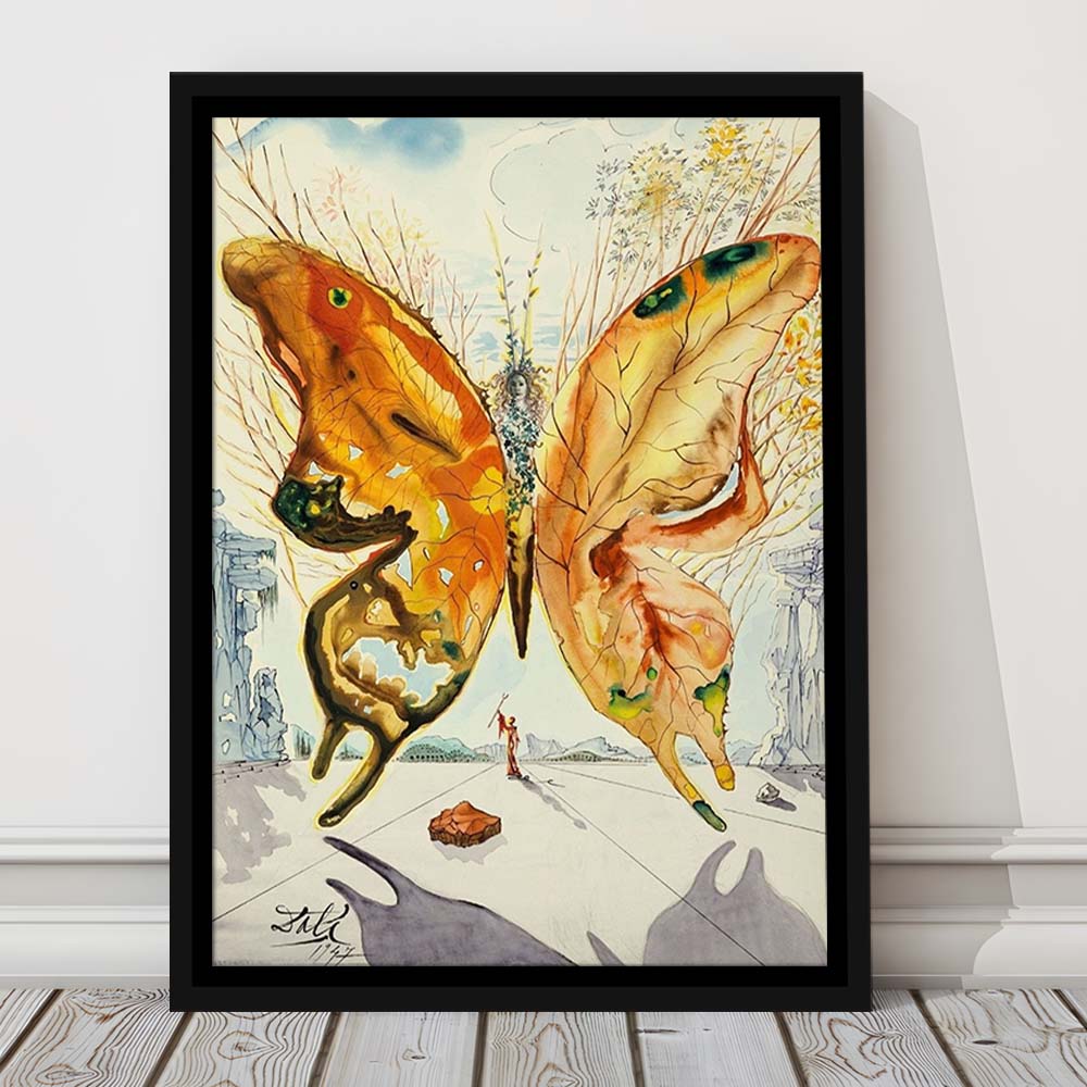 Salvador Dali Venus Butterfly Print, Salvador Dali Exhibition 1947, Framed Canvas Print, Floating Frame