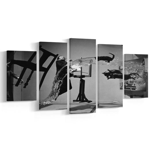 Salvador Dali Wall Art Print Black and White Art, Mixed 5 Pieces Canvas Print