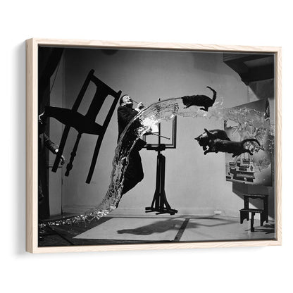 Salvador Dali Wall Art Print Black and White Art, Floating Framed Canvas Print