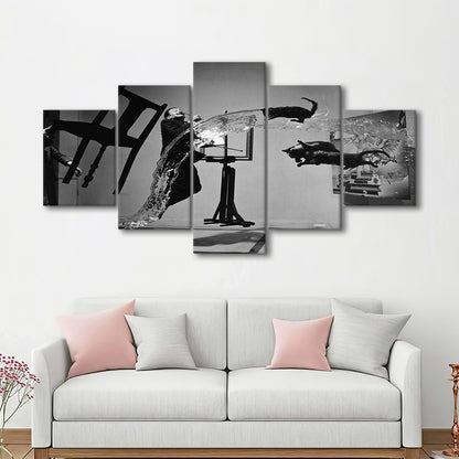 Salvador Dali Wall Art Print Black and White Art, Mixed 5 Pieces Canvas Print