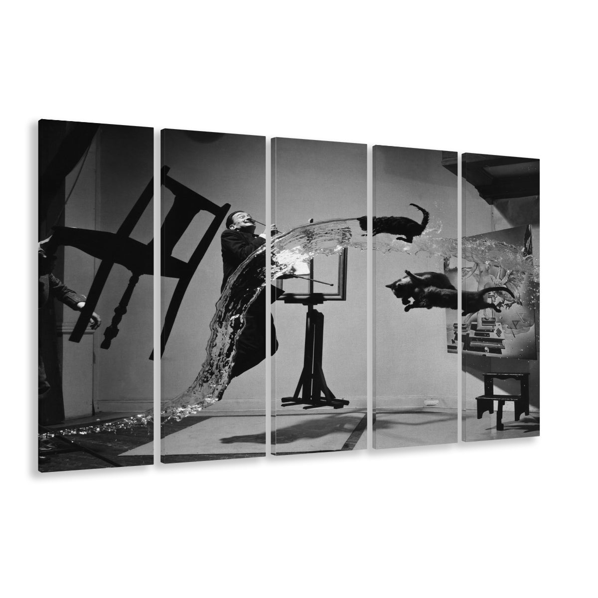 Salvador Dali Wall Art Print Black and White Art, 5 Pieces Large Canvas Print