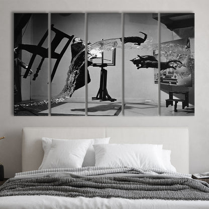 Salvador Dali Wall Art Print Black and White Art, 5 Pieces Large Canvas Print