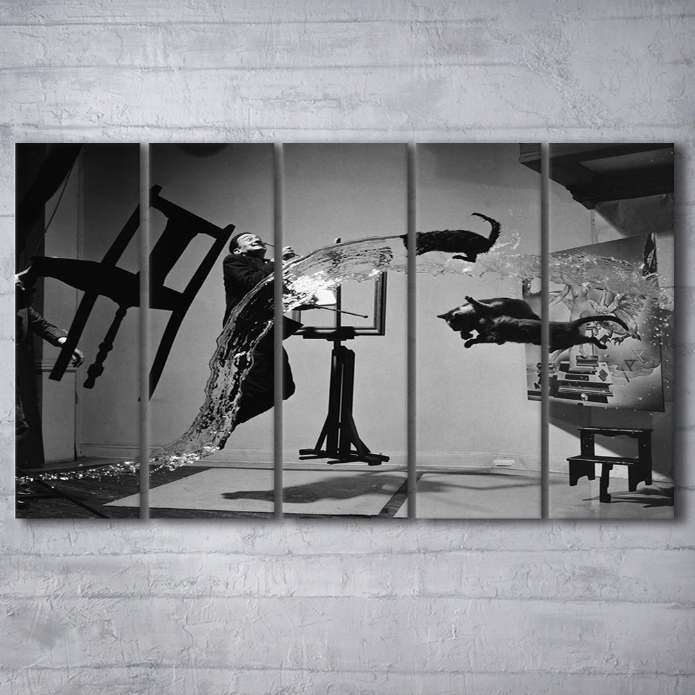 Salvador Dali Wall Art Print Black and White Art, 5 Pieces Large Canvas Print