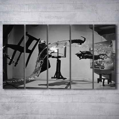 Salvador Dali Wall Art Print Black and White Art, 5 Pieces Large Canvas Print