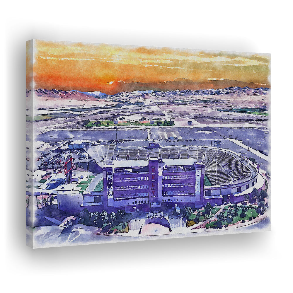 Sam Boyd Painting Stadium Watercolor, Clark County Nevada Watercolor, Sport Art, Gifts for him, Canvas Print Wall Art