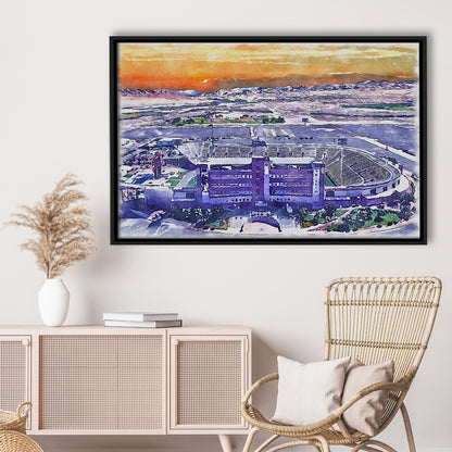 Sam Boyd Painting Stadium Watercolor, Clark County Nevada Watercolor, Sport Gift Art, Framed Canvas Print Wall Art