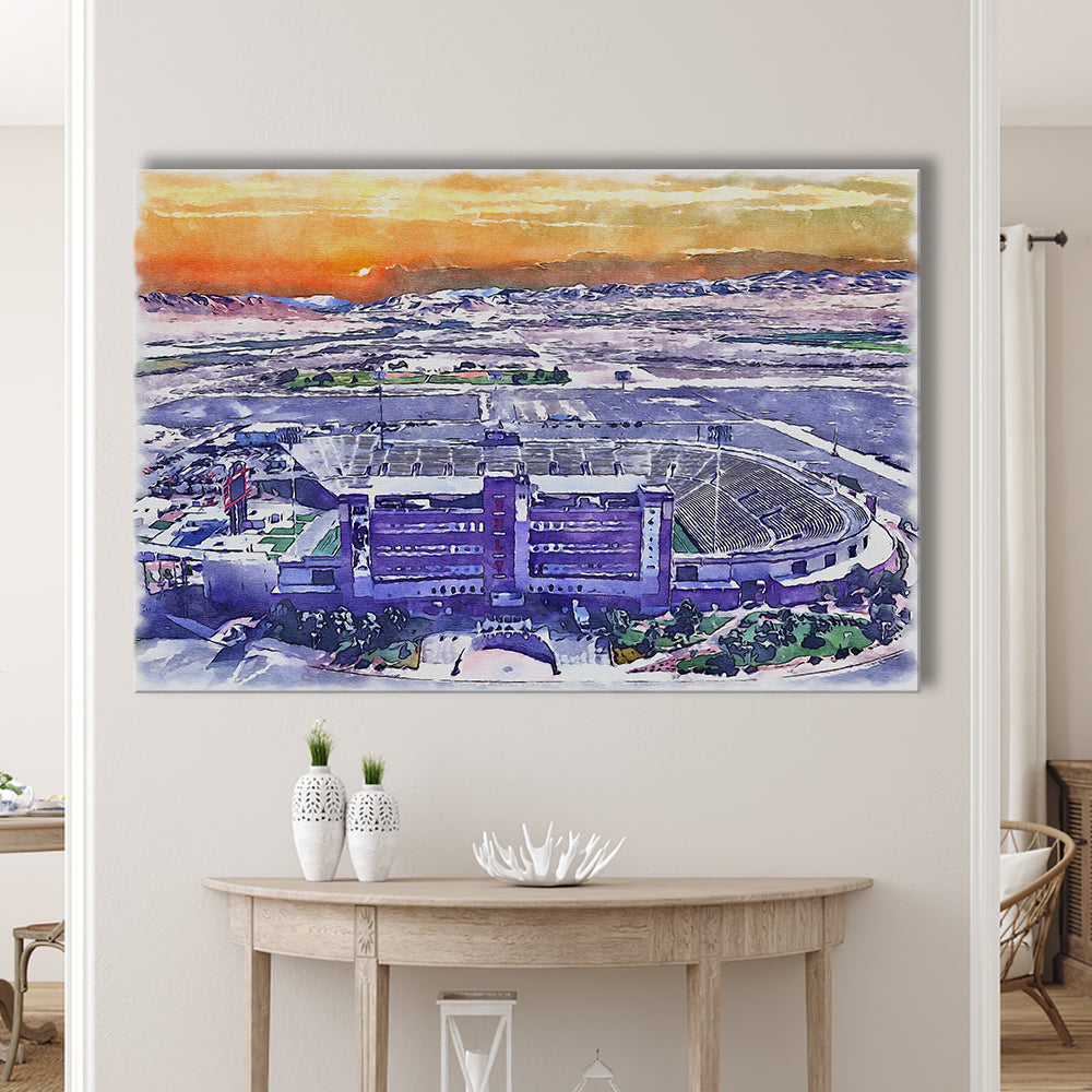 Sam Boyd Painting Stadium Watercolor, Clark County Nevada Watercolor, Sport Art, Gifts for him, Canvas Print Wall Art