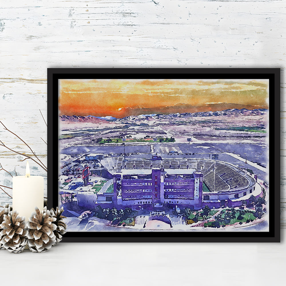 Sam Boyd Painting Stadium Watercolor, Clark County Nevada Watercolor, Sport Gift Art, Framed Canvas Print Wall Art