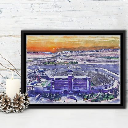 Sam Boyd Painting Stadium Watercolor, Clark County Nevada Watercolor, Sport Gift Art, Framed Canvas Print Wall Art