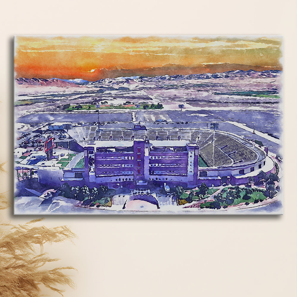 Sam Boyd Painting Stadium Watercolor, Clark County Nevada Watercolor, Sport Art, Gifts for him, Canvas Print Wall Art