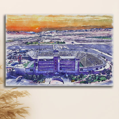 Sam Boyd Painting Stadium Watercolor, Clark County Nevada Watercolor, Sport Art, Gifts for him, Canvas Print Wall Art