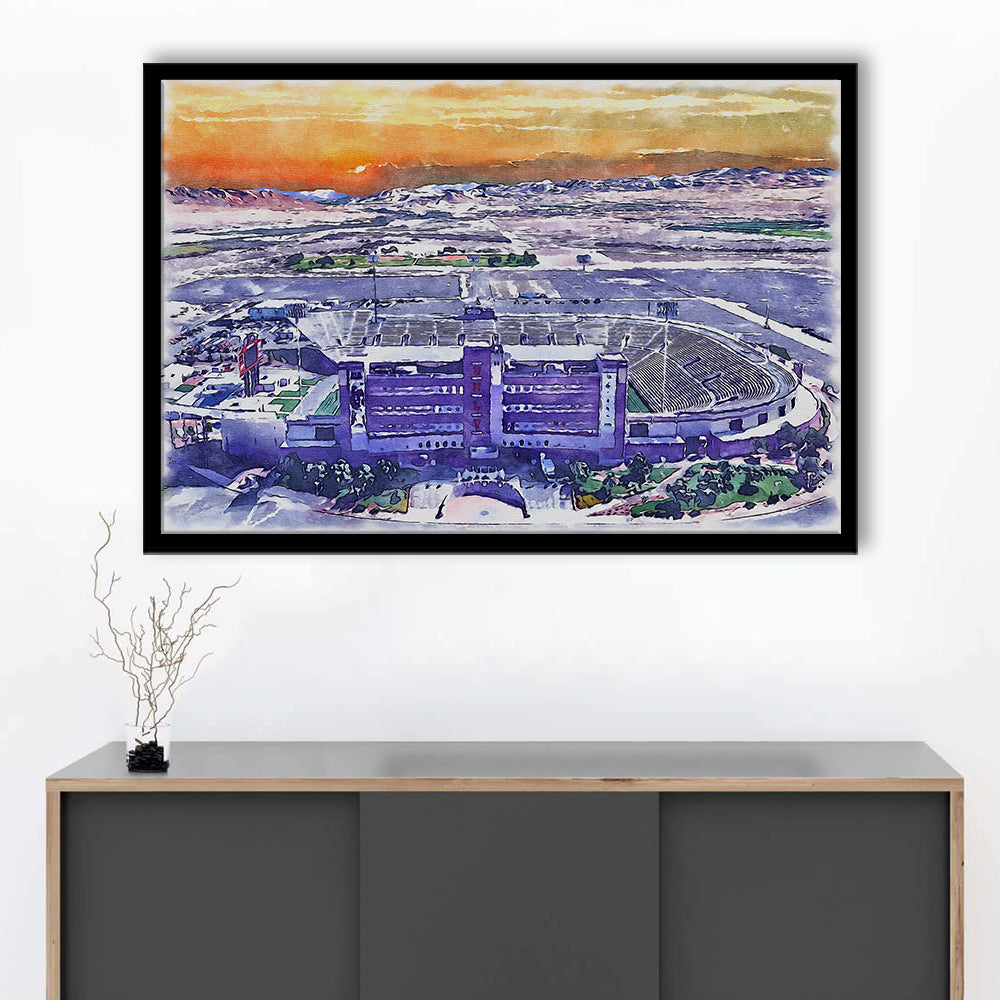 Sam Boyd Painting Stadium Watercolor, Clark County Nevada Watercolor, Sport Gift Art, Framed Art Print Wall Decor