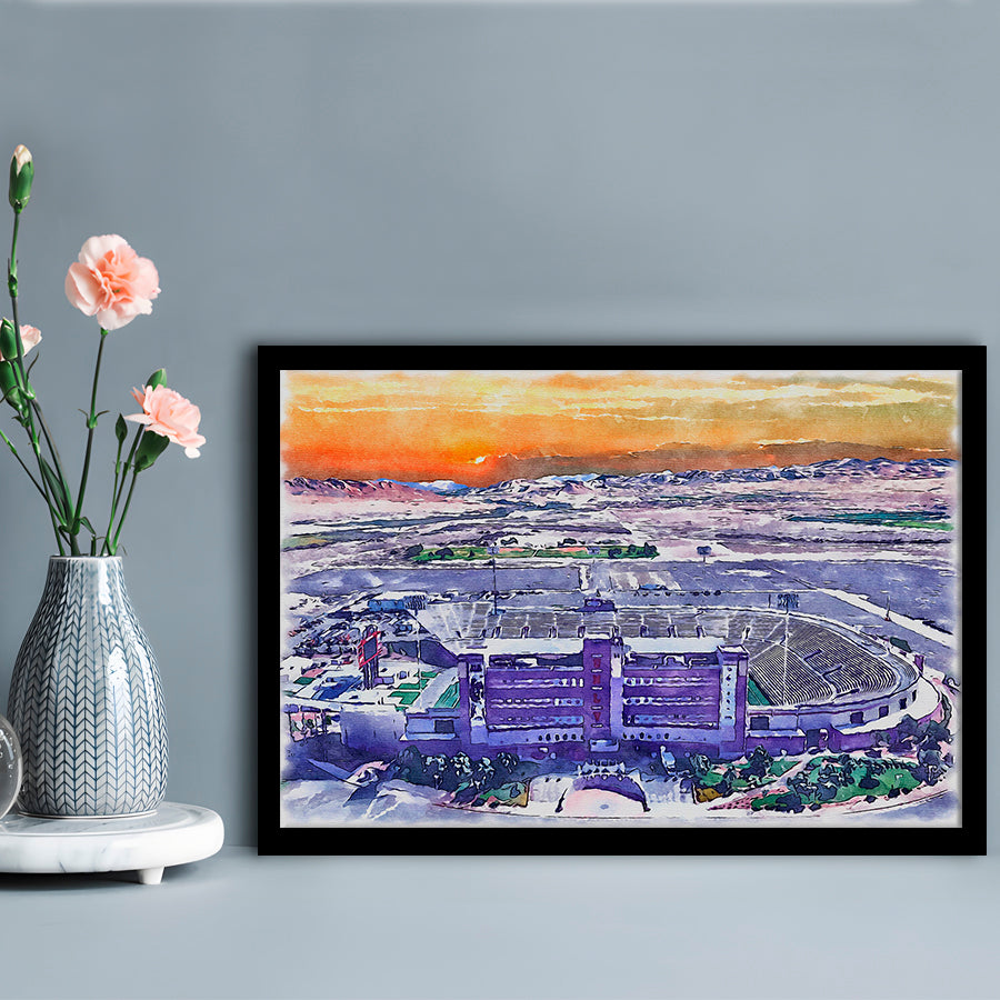 Sam Boyd Painting Stadium Watercolor, Clark County Nevada Watercolor, Sport Gift Art, Framed Art Print Wall Decor