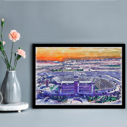 Sam Boyd Painting Stadium Watercolor, Clark County Nevada Watercolor, Sport Gift Art, Framed Art Print Wall Decor