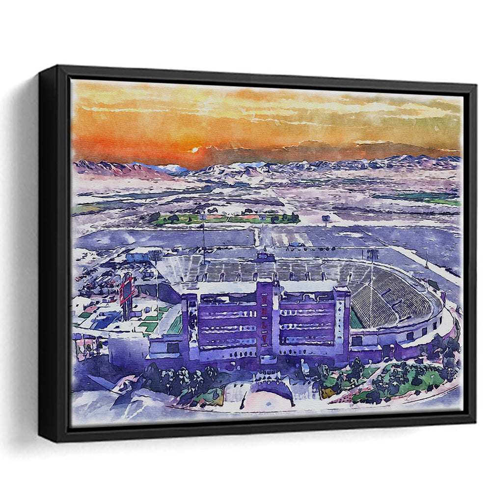 Sam Boyd Painting Stadium Watercolor, Clark County Nevada Watercolor, Sport Gift Art, Framed Canvas Print Wall Art