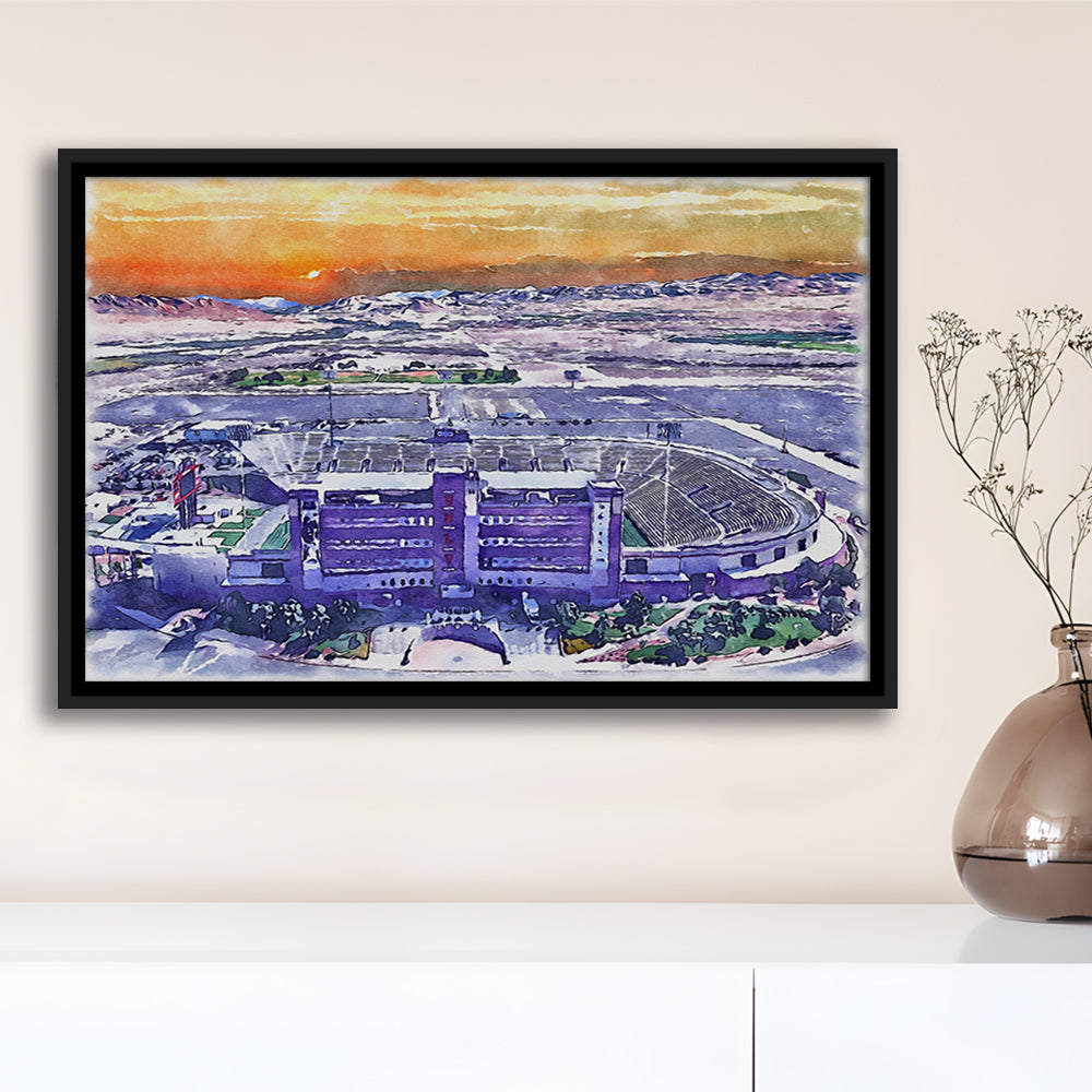 Sam Boyd Painting Stadium Watercolor, Clark County Nevada Watercolor, Sport Gift Art, Framed Canvas Print Wall Art