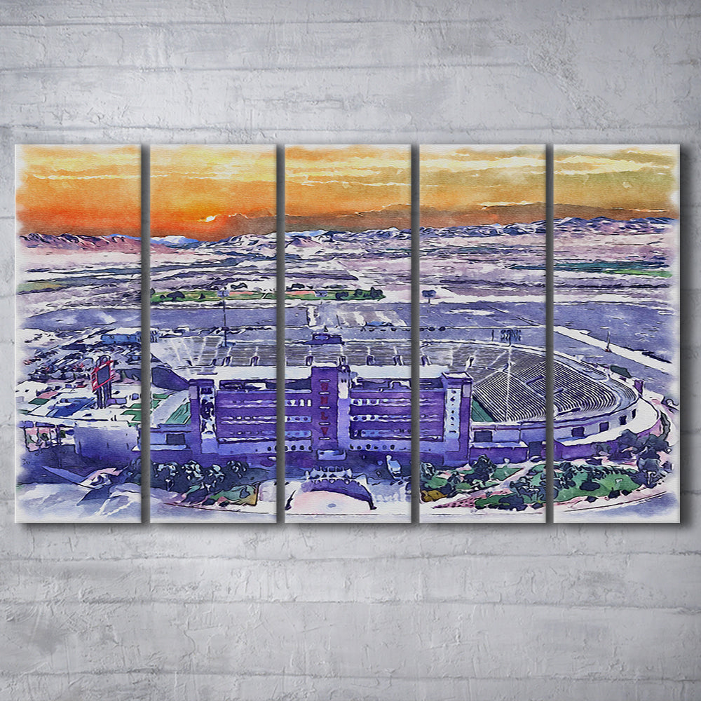 Sam Boyd Painting Stadium Watercolor, Clark County Nevada Watercolor, Sport Art, Extra Large Canvas Print Wall Art