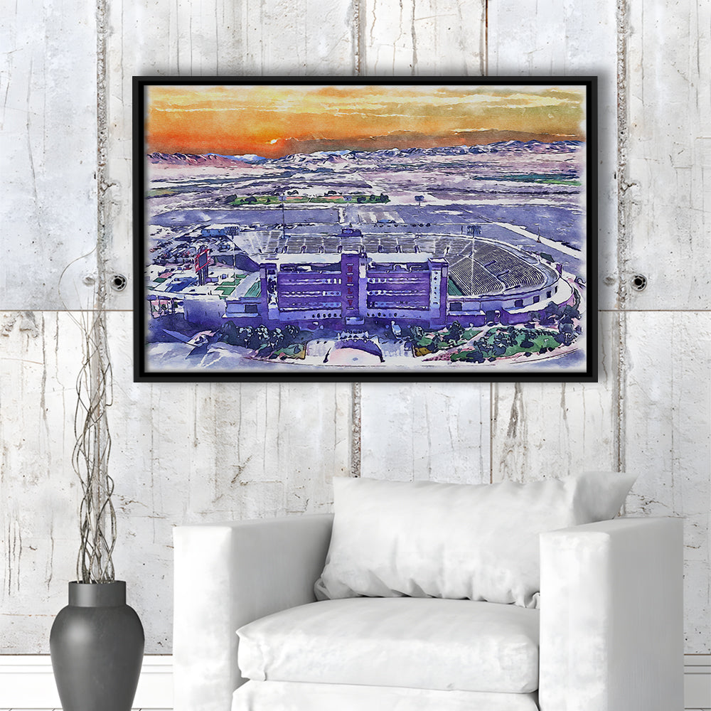Sam Boyd Painting Stadium Watercolor, Clark County Nevada Watercolor, Sport Gift Art, Framed Canvas Print Wall Art
