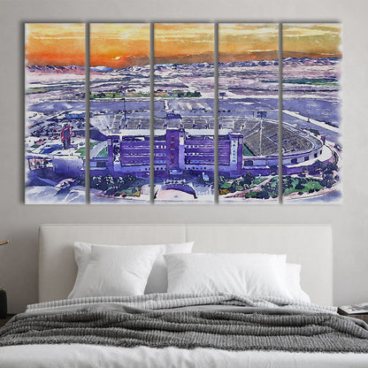 Sam Boyd Painting Stadium Watercolor, Clark County Nevada Watercolor, Sport Art, Extra Large Canvas Print Wall Art
