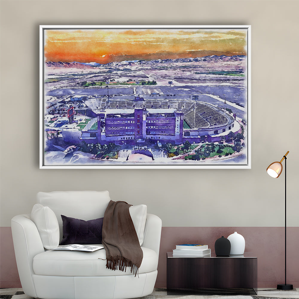 Sam Boyd Painting Stadium Watercolor, Clark County Nevada Watercolor, Sport Gift Art, Framed Canvas Print Wall Art