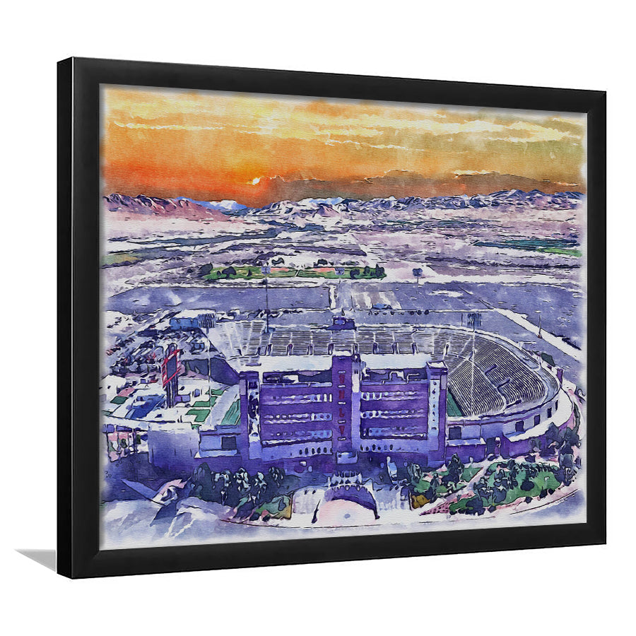 Sam Boyd Painting Stadium Watercolor, Clark County Nevada Watercolor, Sport Gift Art, Framed Art Print Wall Decor