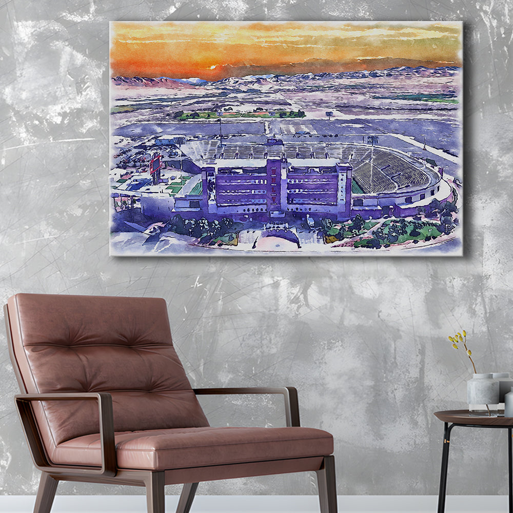 Sam Boyd Painting Stadium Watercolor, Clark County Nevada Watercolor, Sport Art, Gifts for him, Canvas Print Wall Art