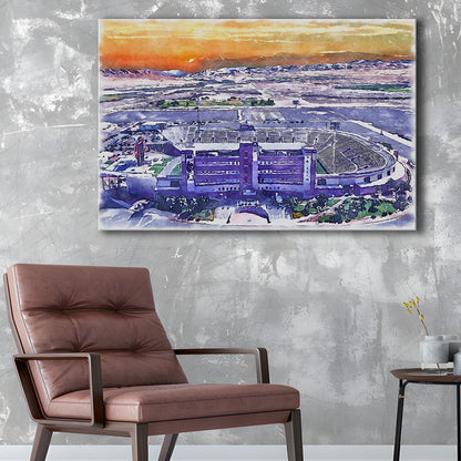 Sam Boyd Painting Stadium Watercolor, Clark County Nevada Watercolor, Sport Art, Gifts for him, Canvas Print Wall Art