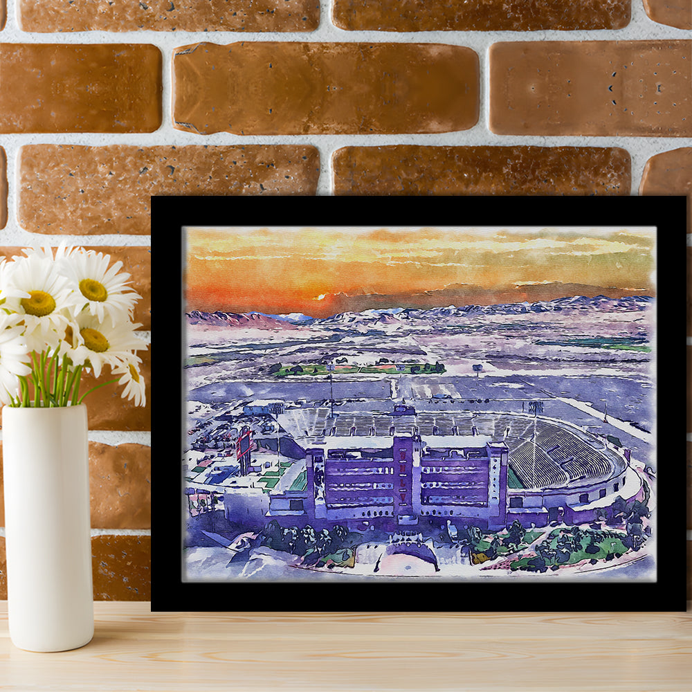 Sam Boyd Painting Stadium Watercolor, Clark County Nevada Watercolor, Sport Gift Art, Framed Art Print Wall Decor