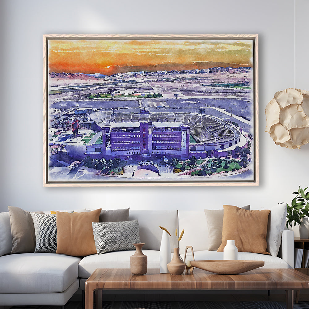 Sam Boyd Painting Stadium Watercolor, Clark County Nevada Watercolor, Sport Gift Art, Framed Canvas Print Wall Art