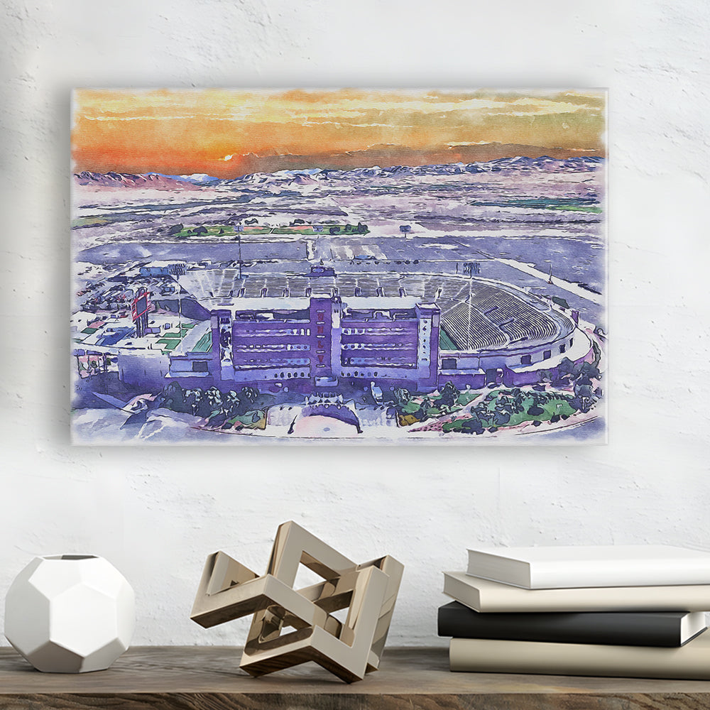 Sam Boyd Painting Stadium Watercolor, Clark County Nevada Watercolor, Sport Art, Gifts for him, Canvas Print Wall Art