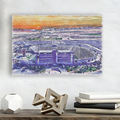 Sam Boyd Painting Stadium Watercolor, Clark County Nevada Watercolor, Sport Art, Gifts for him, Canvas Print Wall Art