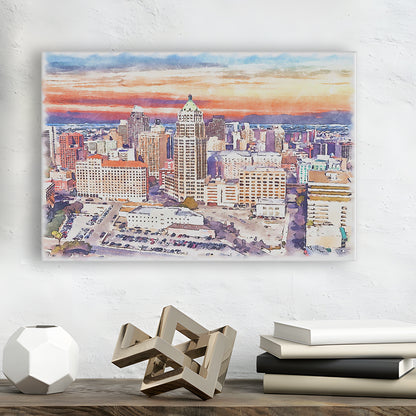 San Antonio Painting Watercolor, San Antonio Texas, Sport Art, Gifts for him, Canvas Print Wall Art