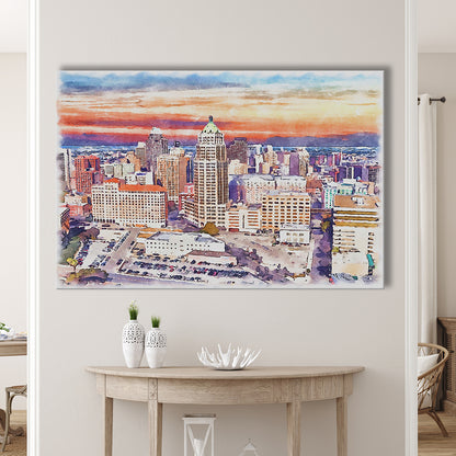 San Antonio Painting Watercolor, San Antonio Texas, Sport Art, Gifts for him, Canvas Print Wall Art