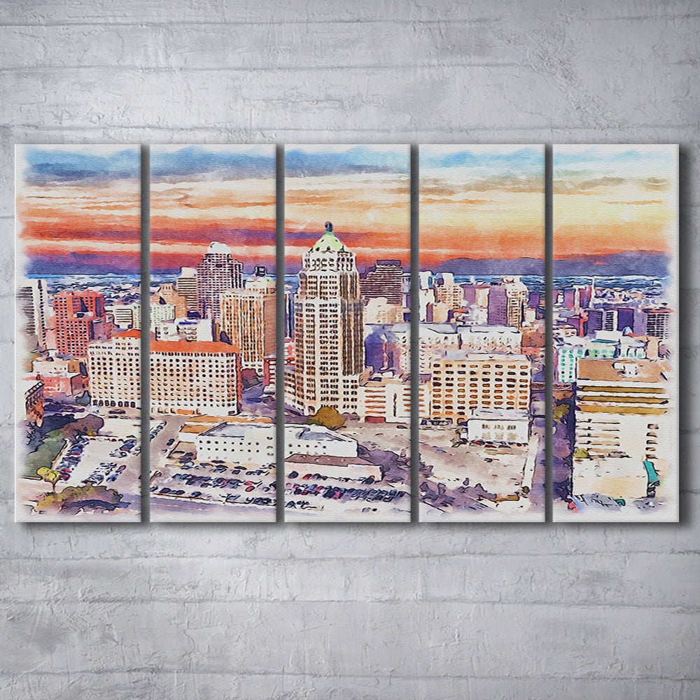 San Antonio Painting Watercolor, San Antonio Texas, Sport Art, Extra Large Canvas Print Wall Art