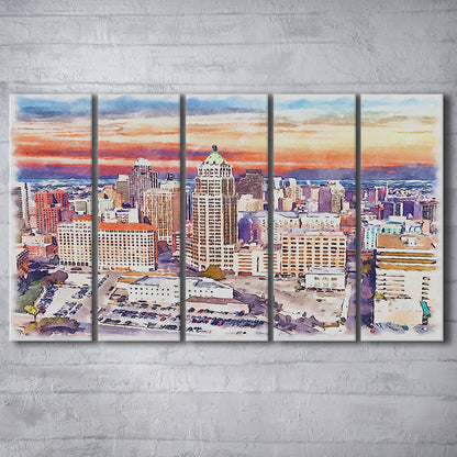 San Antonio Painting Watercolor, San Antonio Texas, Sport Art, Extra Large Canvas Print Wall Art
