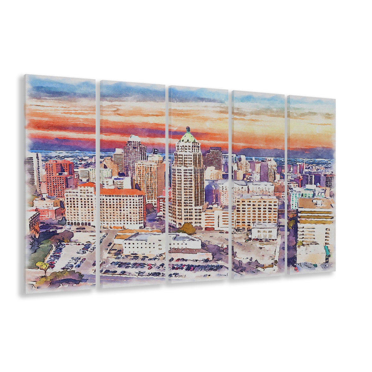 San Antonio Painting Watercolor, San Antonio Texas, Sport Art, Extra Large Canvas Print Wall Art