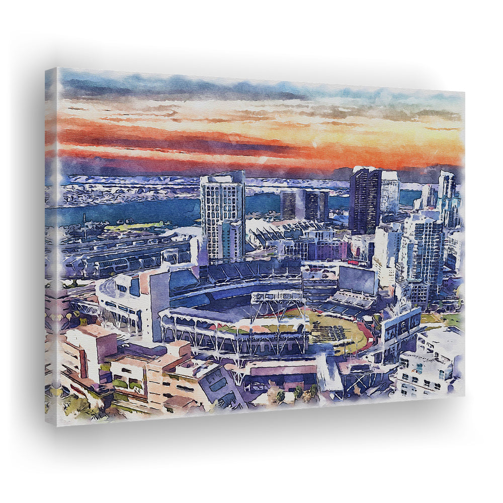 San Diego Padres Painting Canvas, Petco Park Watercolor, Sport Art, Gifts for him, Canvas Print Wall Art