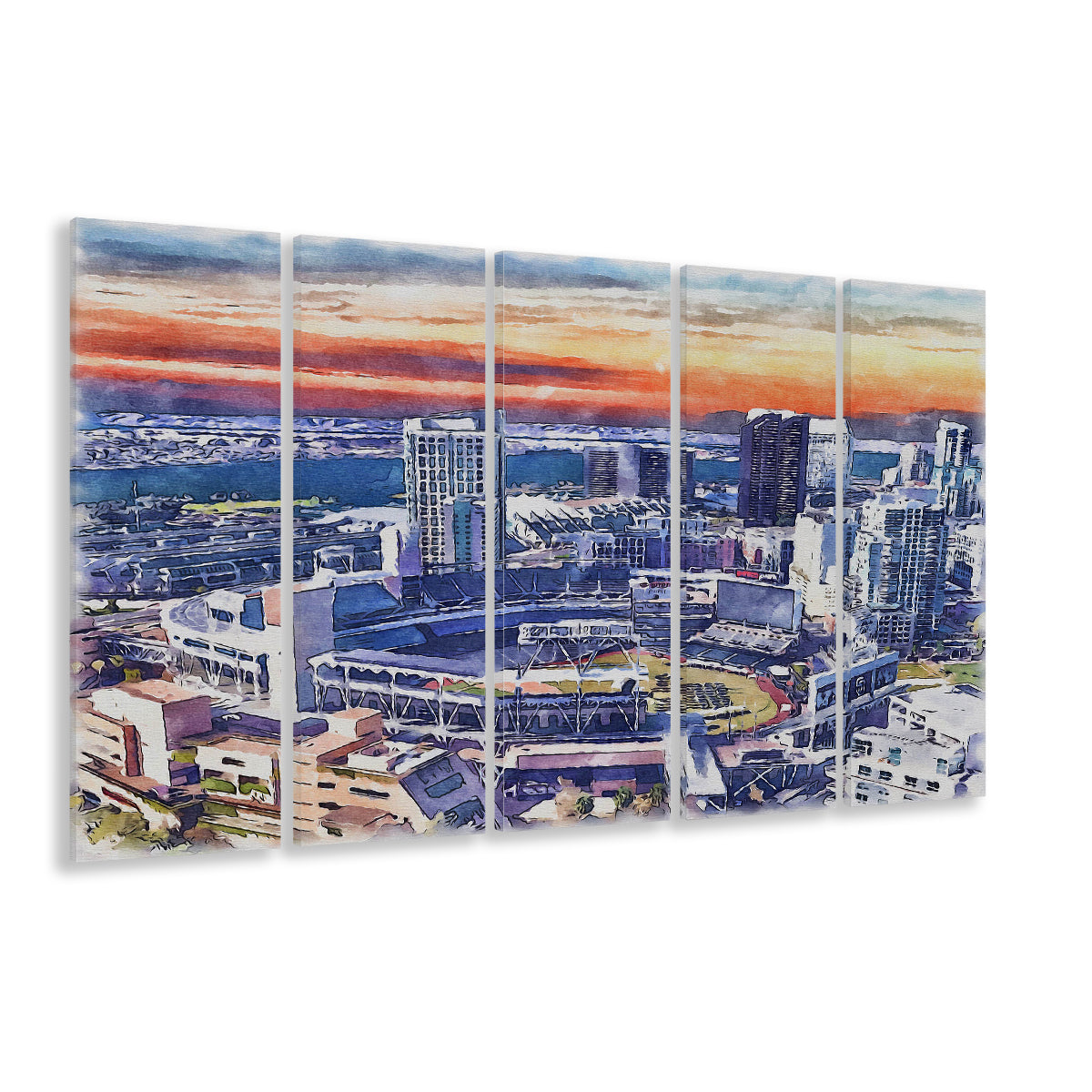 San Diego Padres Painting Canvas, Petco Park Watercolor, Sport Art, Extra Large Canvas Print Wall Art