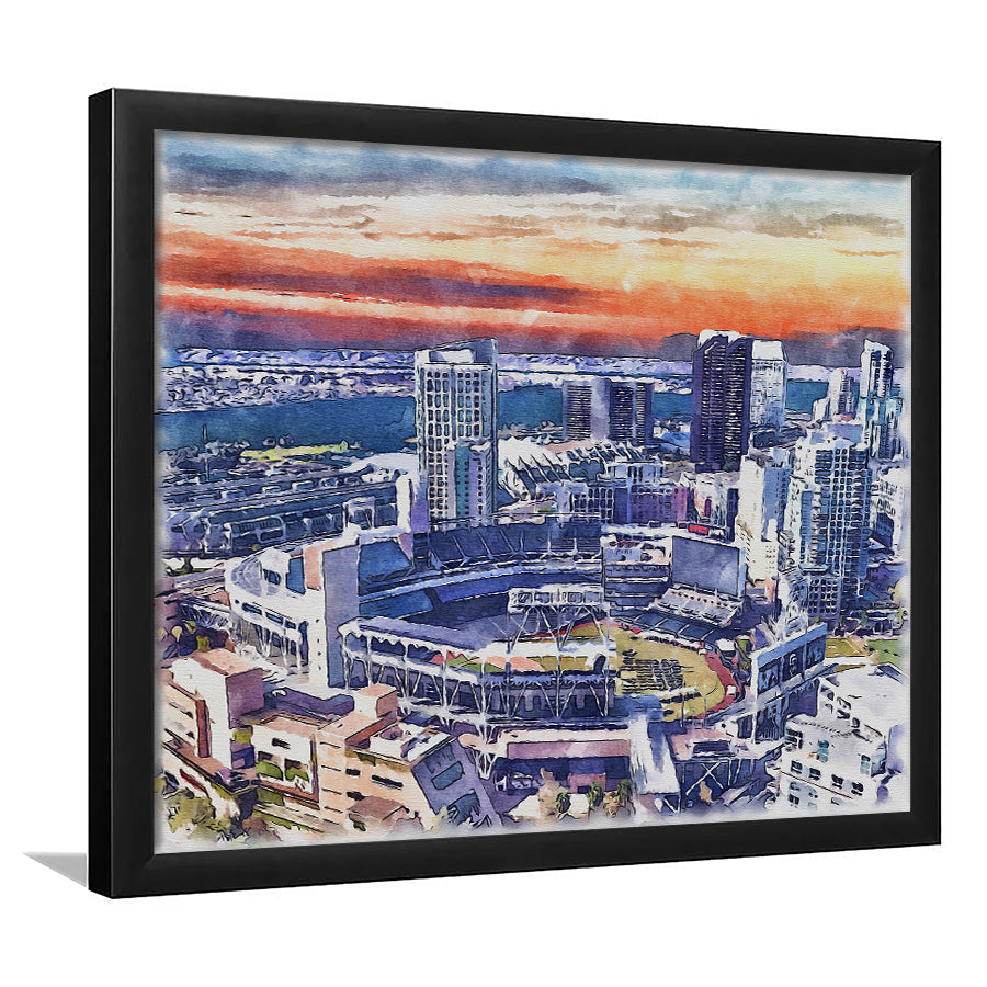 San Diego Padres Painting Canvas, Petco Park Watercolor, Sport Gift Art, Framed Art Print Wall Decor