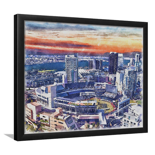 San Diego Padres Painting Canvas, Petco Park Watercolor, Sport Gift Art, Framed Art Print Wall Decor