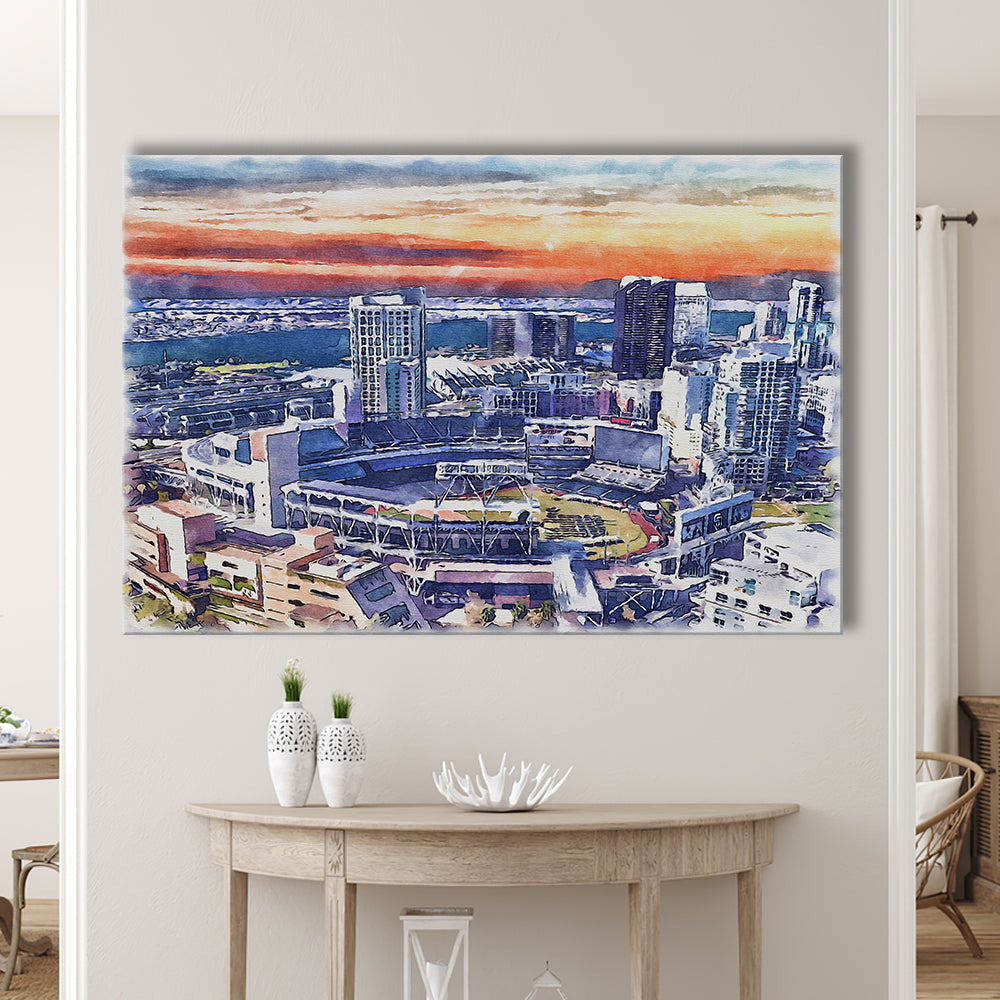 San Diego Padres Painting Canvas, Petco Park Watercolor, Sport Art, Gifts for him, Canvas Print Wall Art