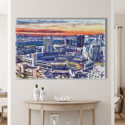 San Diego Padres Painting Canvas, Petco Park Watercolor, Sport Art, Gifts for him, Canvas Print Wall Art